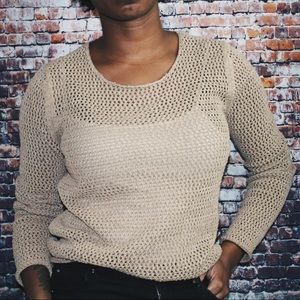 🌹Jones New York Tan Crochet Top